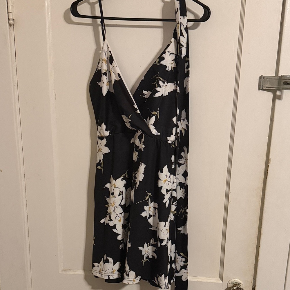 Floral Black and White Dress
